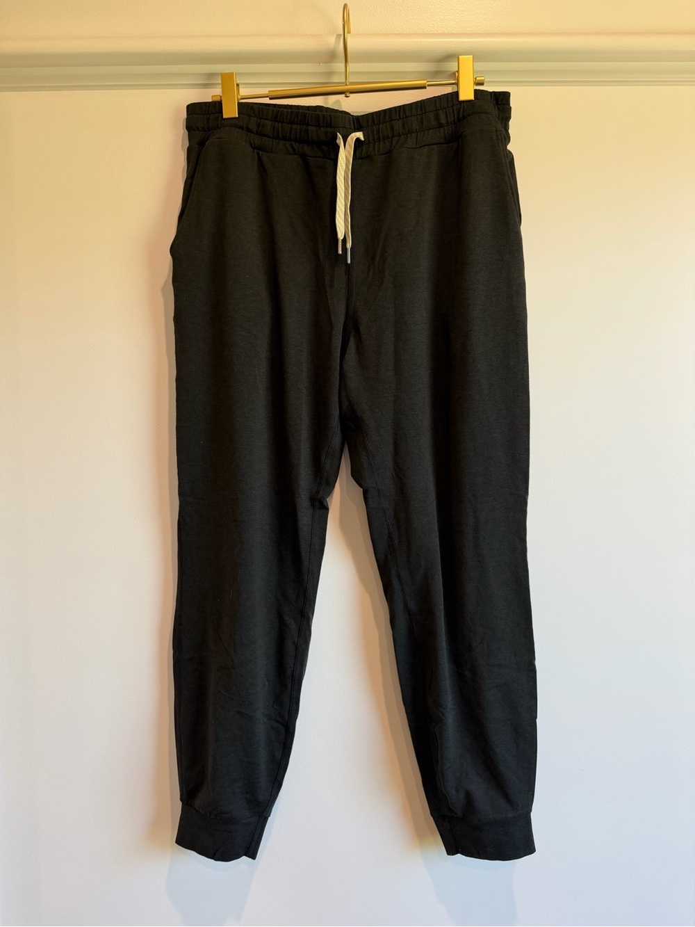 Vuori Black Joggers with White Drawstring